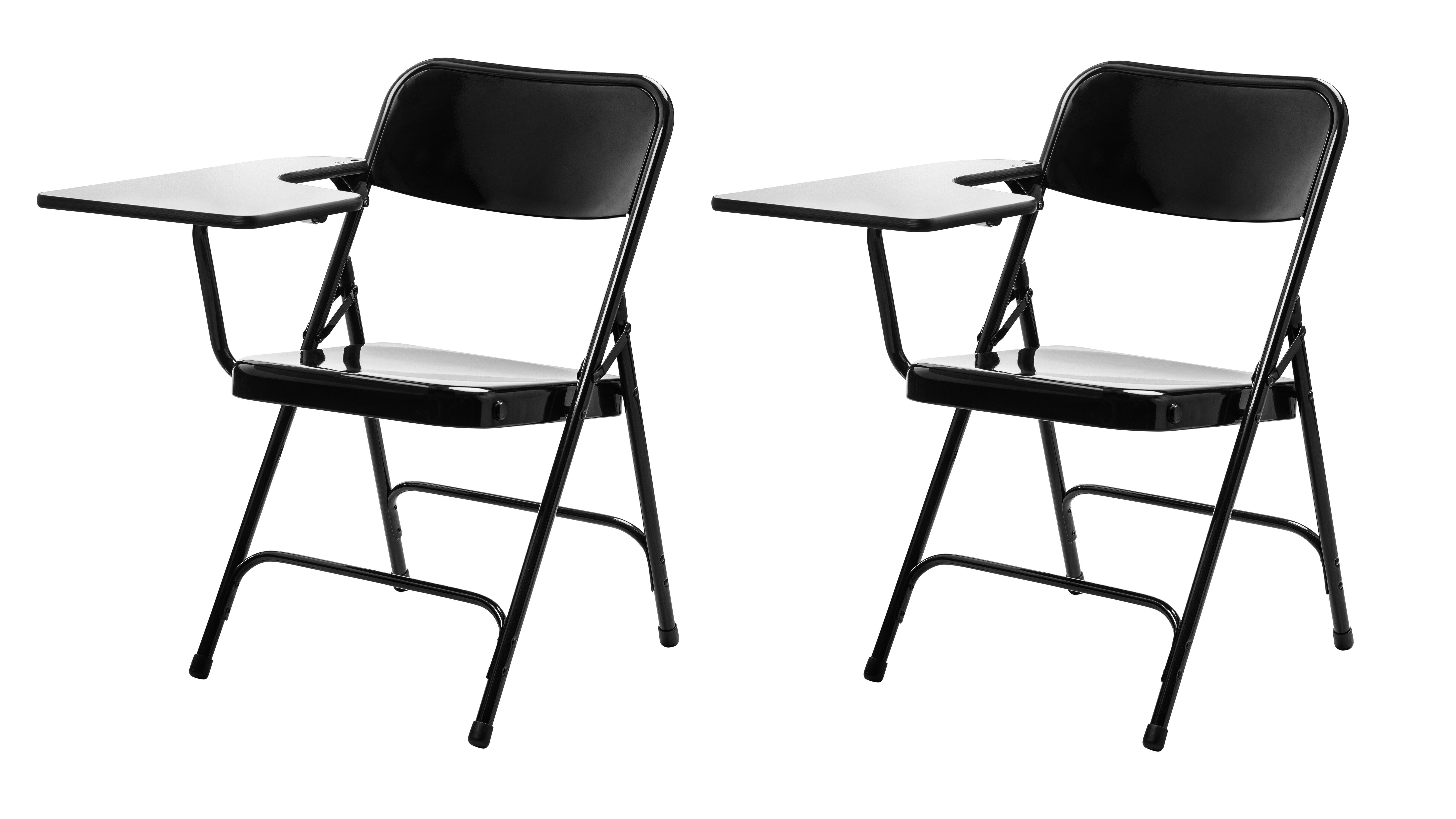 National Public Seating 5200 Premium Folding Chair with Grey Nebula Right Table Arm, Steel, Black Frame, Pack of 2 2051338