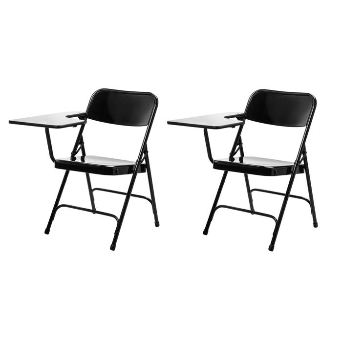 National Public Seating Premium Folding Chair with Grey Nebula Right Table Arm, 5200 Series, Black Frame, 17-1/4 Inch Seat Heigh
