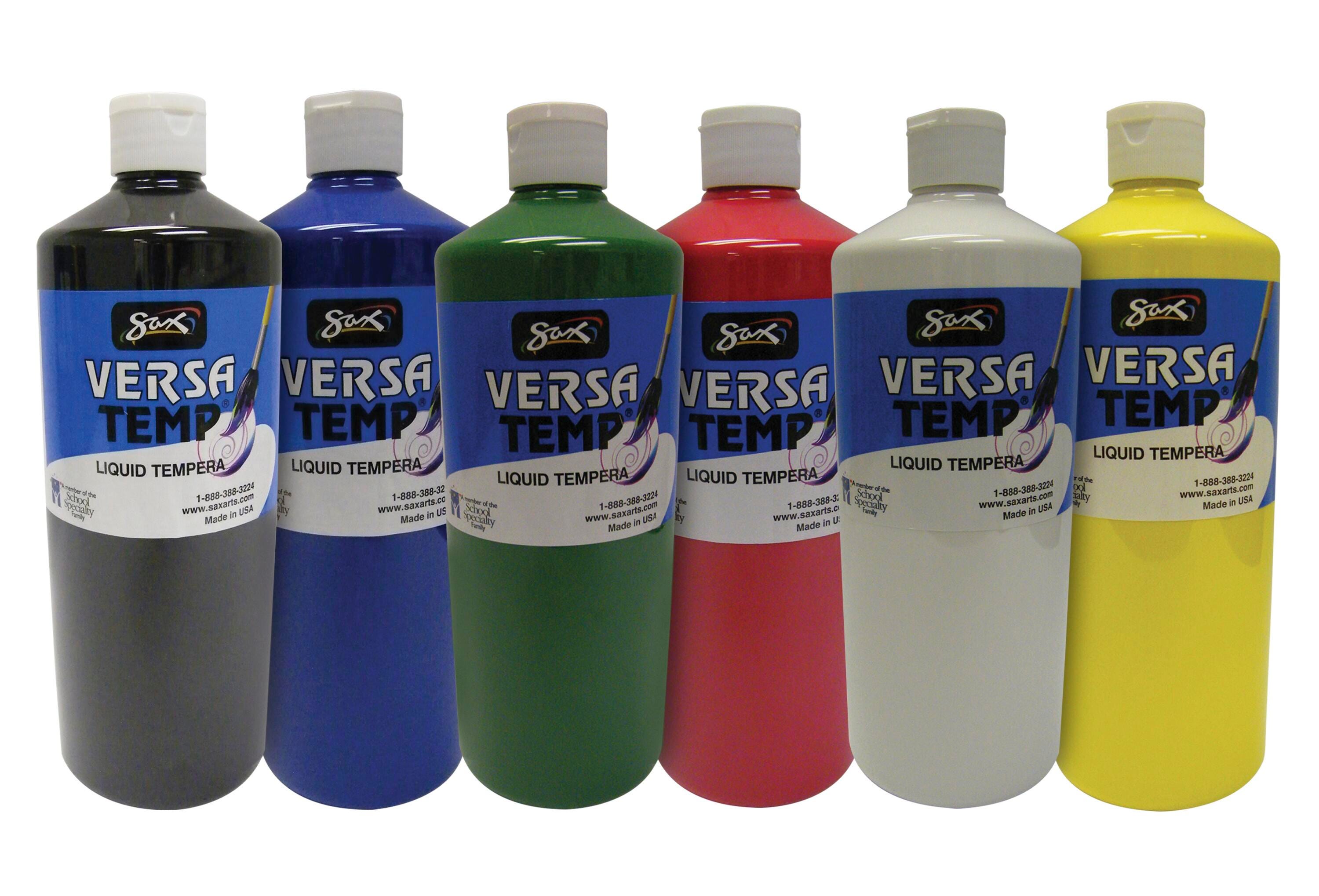 Sax Versatemp Heavy-Bodied Tempera Paint, 1 Quart Bottles, Assorted Colors, Set of 6 1587652