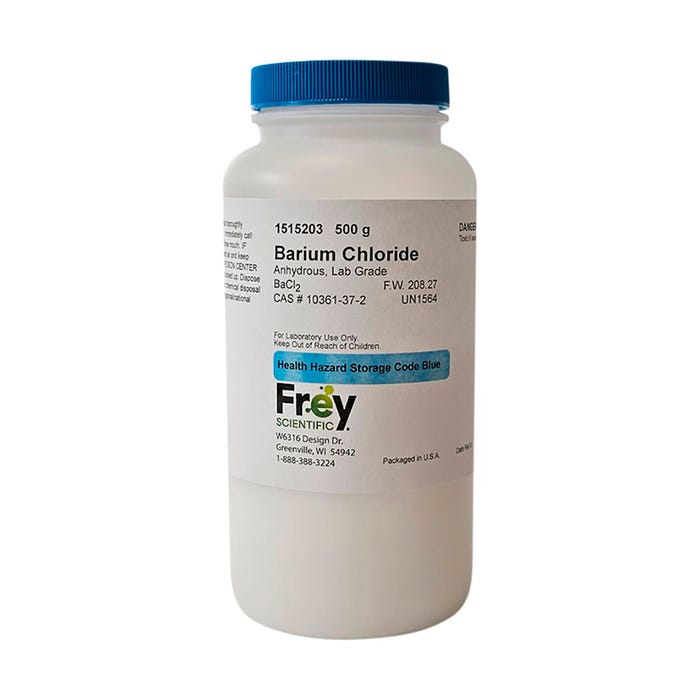 Frey Scientific Barium Dichloride, Anhydrous, Lab Grade, 500 Grams