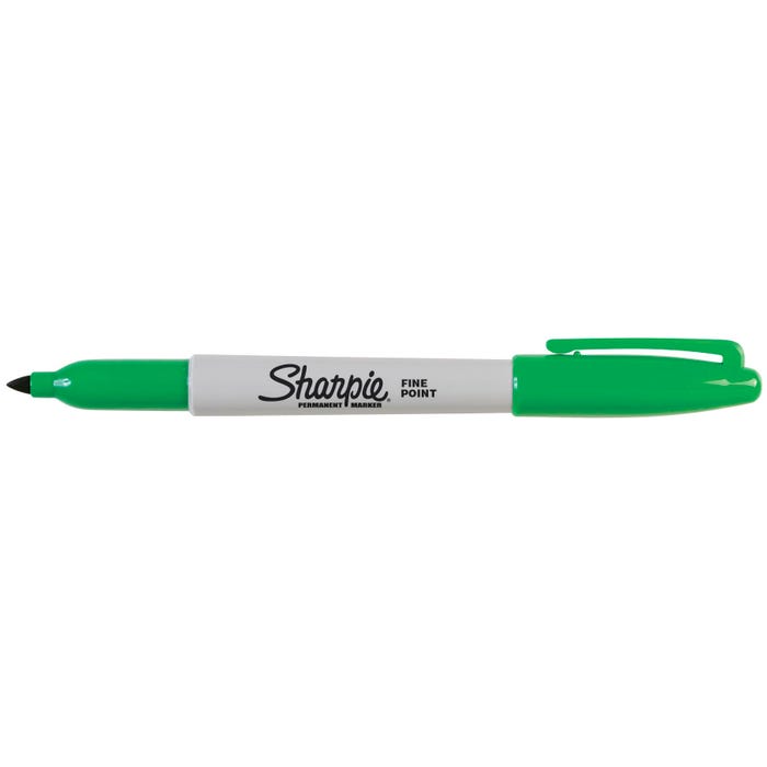 Sharpie Permanent Markers, Fine Point, Green, Pack of 12