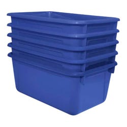School Smart Storage Bin, 7-7/8 x 12-1/4 x 5-3/8 Inches, Blue, Pack of 5 1594736