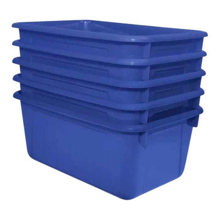 School Smart Storage Bin, 7-7/8 x 12-1/4 x 5-3/8 Inches, Blue, Pack of 5