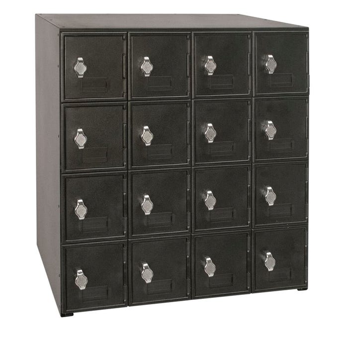 United Visual Products Cell Phone Locker without Base, 16 Lockers, B Size Door, Hasp Lock