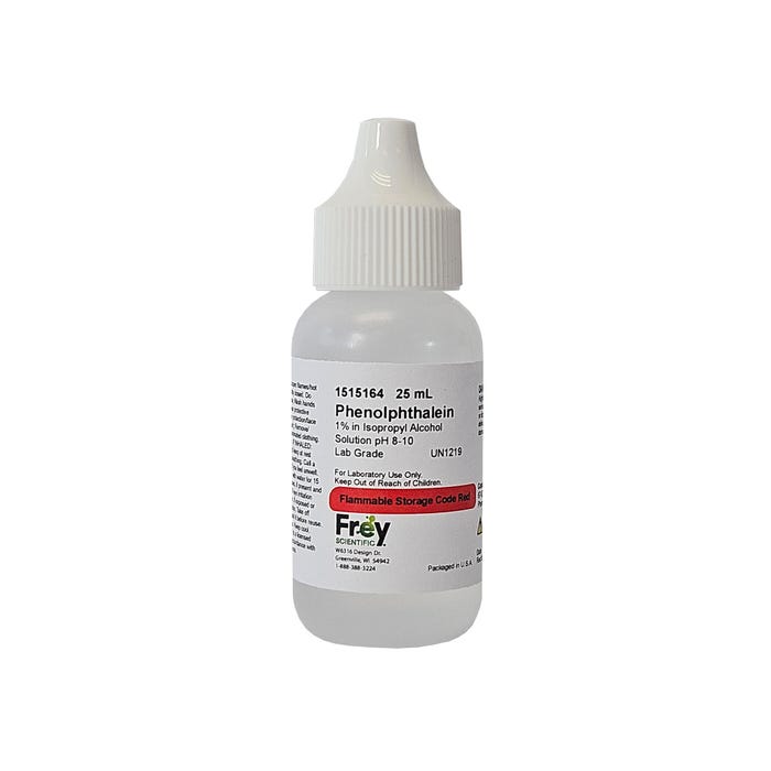 Frey Scientific Phenolphthalein Solution, 1.0% Alcohol, Lab Grade, 25mL