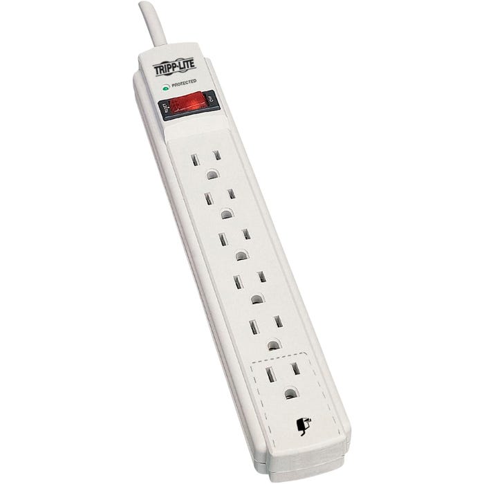 Tripp Lite 6-Outlet Surge Protector, 15 Foot Cord, 790 Joules, Light Gray