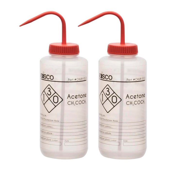 Eisco Labs Acetone Wash Bottle, 1000 mL, Wide Mouth, LDPE, Pack of 2
