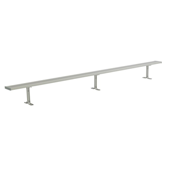 National Recreation Systems Aluminum Portable Bench, Backrest, Channel Leg, 12 Feet