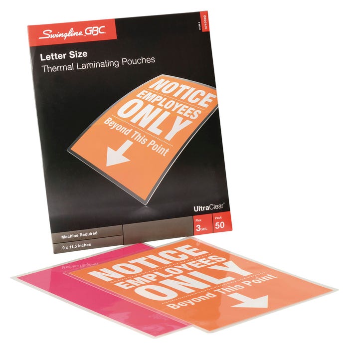 Swingline HeatSeal UltraClear Laminating Pouch, 9 x 11-1/2 Inches, 3 Mil, 50 Pack