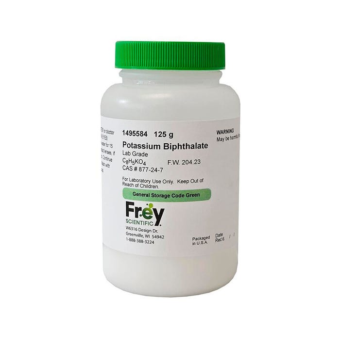Frey Scientific Potassium Biphthalate, Crystalline Powder, Lab Grade, 125 Grams