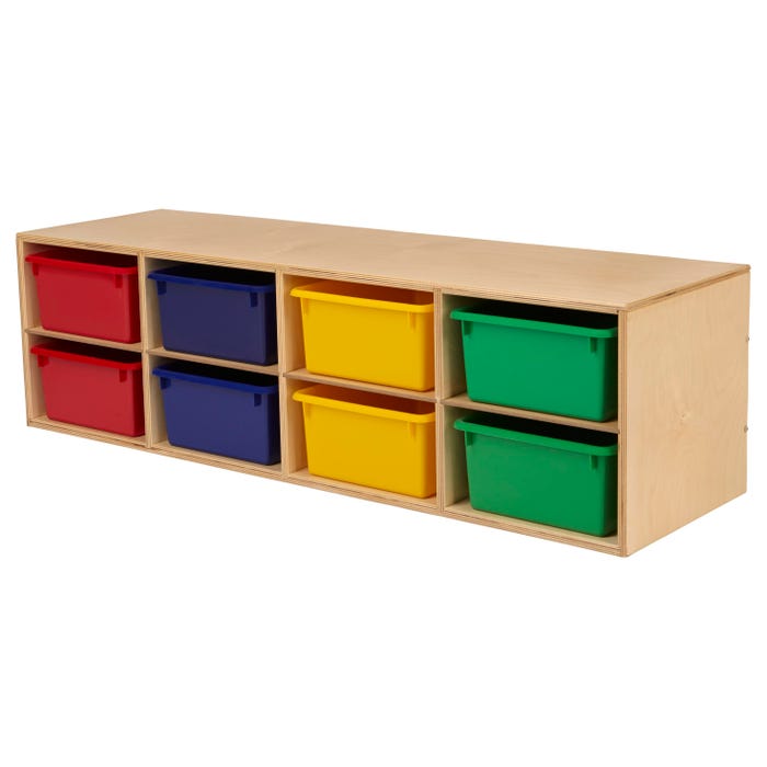 Childcraft Stacker Compartment Storage, 8 Primary Color Bins, 46-1/4 x 14-1/4 x 13-3/4 Inches