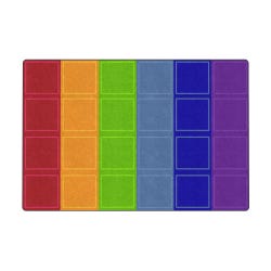 Childcraft Rainbow Squares Carpet, 8 x 12 Feet, Rectangle, Primary