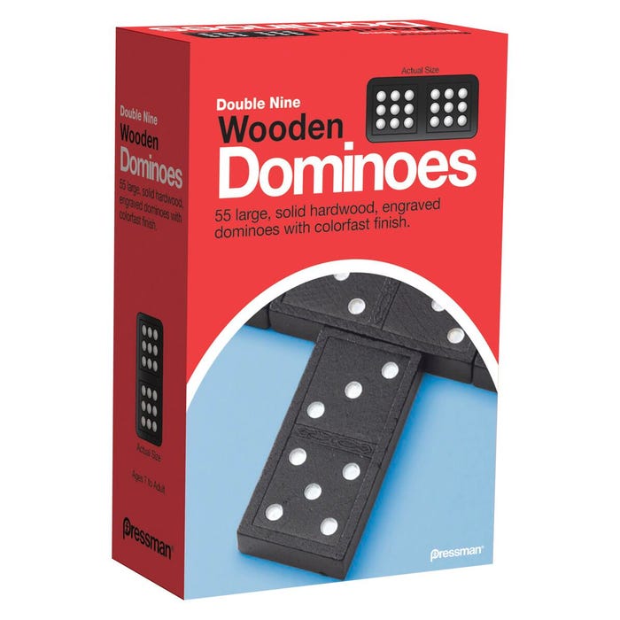 Pressman Toy Double Nine Dominoes, Wood