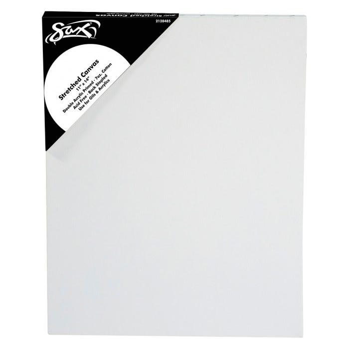 Sax Quality Stretched Canvas, Double Acrylic Primed, 11 x 14 Inches, White