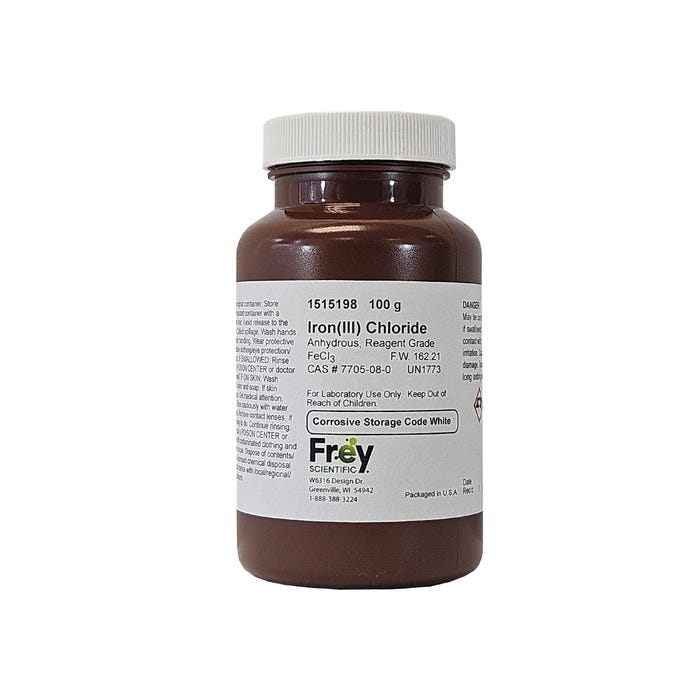 Frey Scientific Iron (III) Chloride, Anhydrous, Reagent Grade, 100 Grams