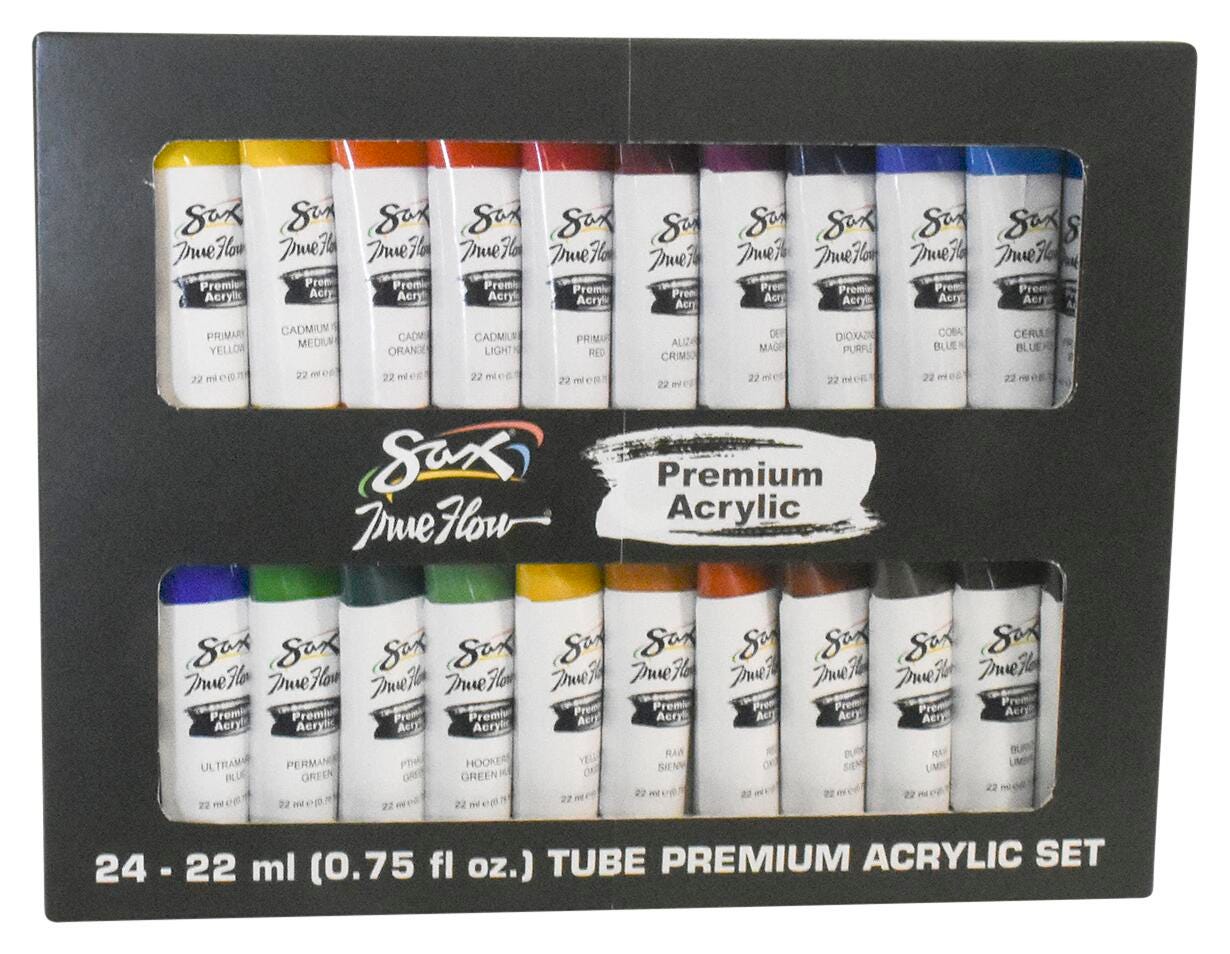 Sax Premium Acrylic Paint, Assorted Colors, 0.75 Ounce Tubes, Set of 24 Item Number 2021164