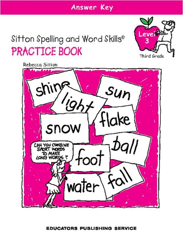 Sitton Spelling, Student Practice Book, Level 3, Answer Key, Item Number 9781886050976
