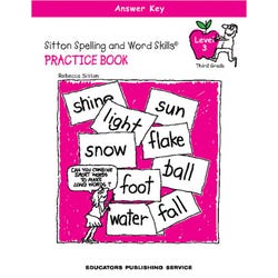 Sitton Spelling, Student Practice Book, Level 3, Answer Key, Item Number 9781886050976