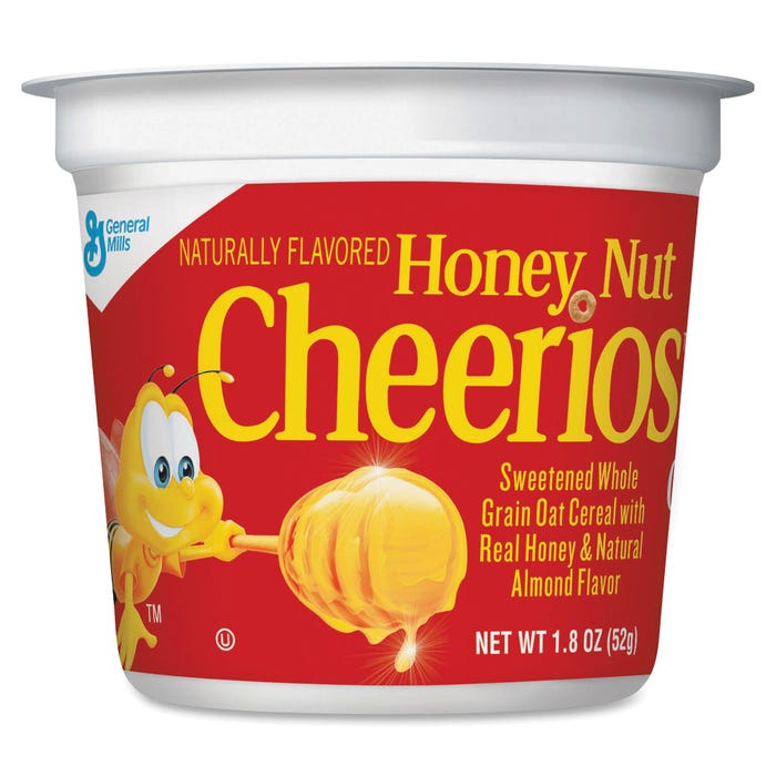 Cheerios Honey Nut Portable Single-Serving Cereal-In-A-Cup, 1.83 Ounce, Pack of 6