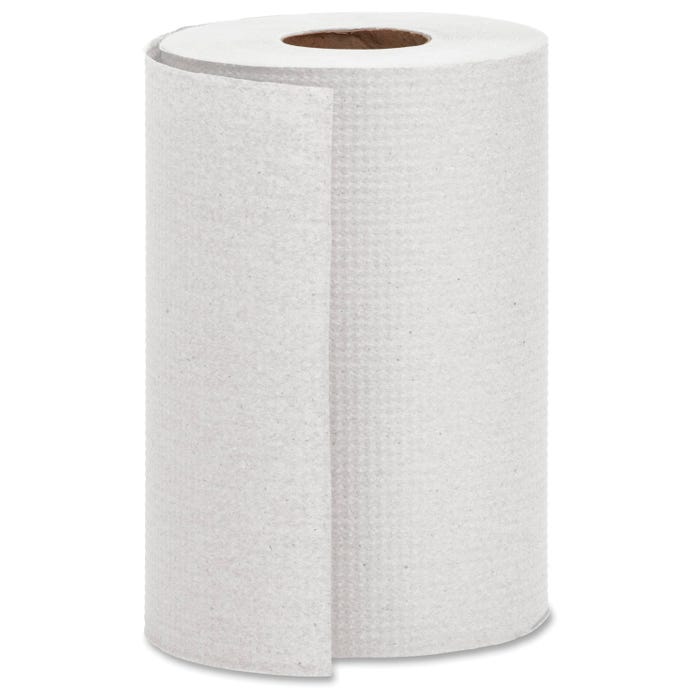 Genuine Joe Hardwound Roll Towel, 2 Inch Core, White, Pack of 12