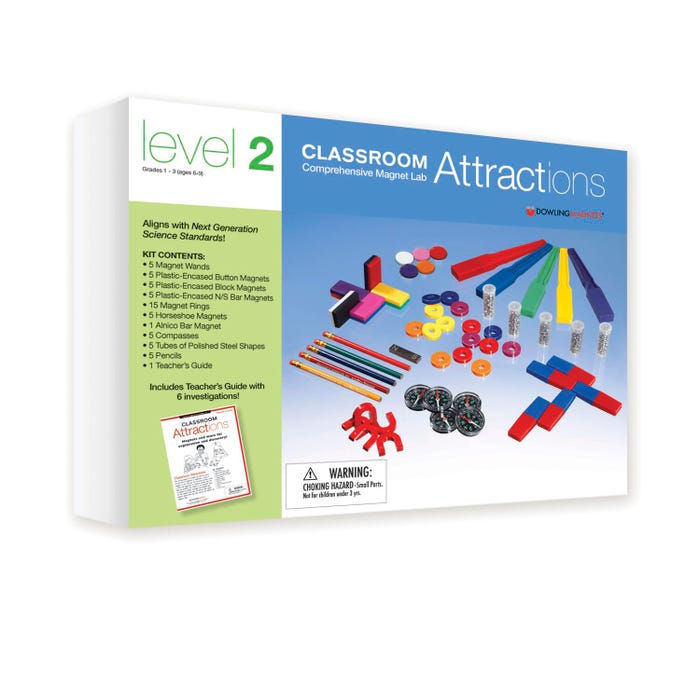 Dowling Magnets Classroom Attractions Comprehensive Magnet Lab, Level 2, 57 Piece Set