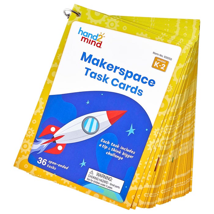 hand2mind Makerspace Task Cards, Grades K to 2, With Ring, Set of 36