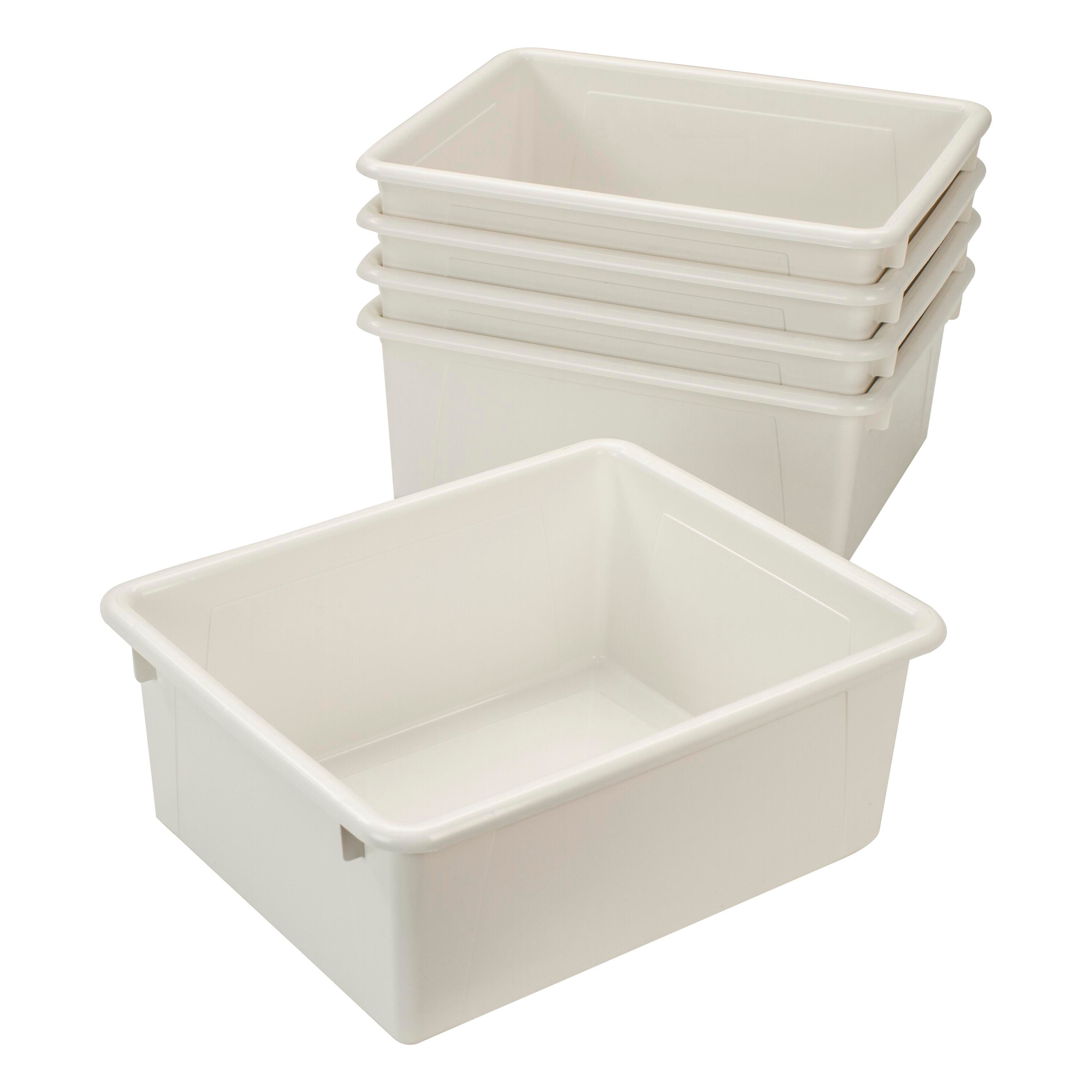 School Smart Deep Storage Bins, 10-3/4 x 13-3/8 x 5-1/4 Inches, White, Pack of 5 2023752