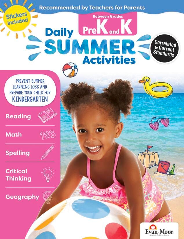 Image for Evan-Moor Daily Summer Activities Workbook, 144 Pages, Grades PreK to K from School Specialty