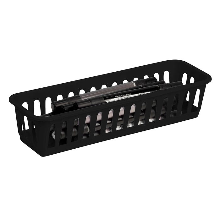 Storex Supply Baskets, 13 x 4-4/5 x 2-1/3 Inches, Black, Pack of 12