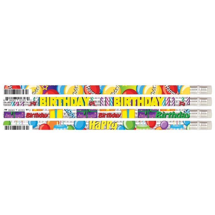 Musgrave Pencil Co. Birthday Glitz Pencils, Assorted Colors, Pack of 12