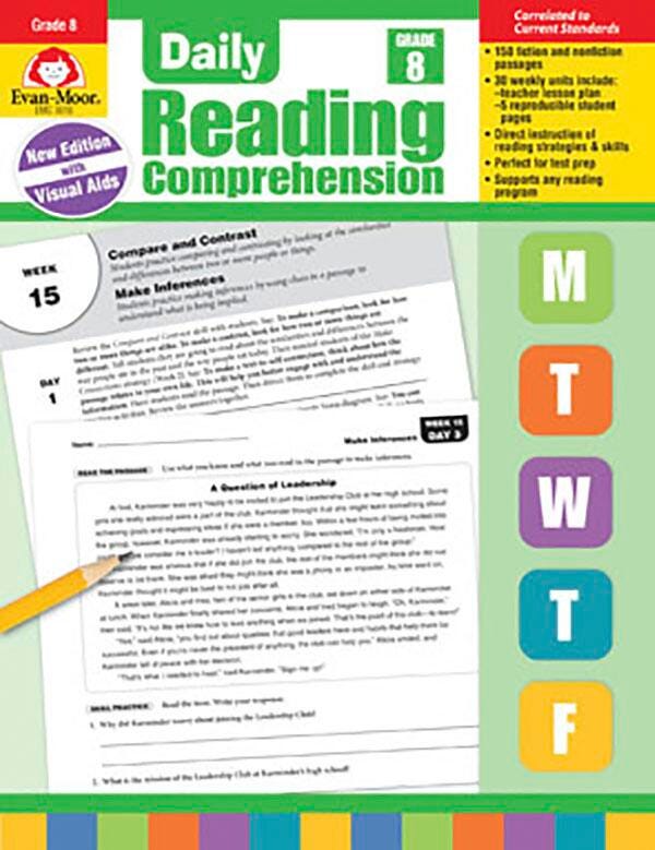 Image for Evan-Moor Daily Reading Comprehension Book, Teacher's Addition, Grade 8 from School Specialty