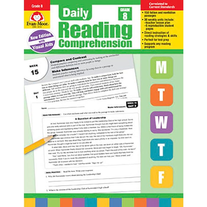 Evan-Moor Daily Reading Comprehension Book, Teacher's Addition, Grade 8