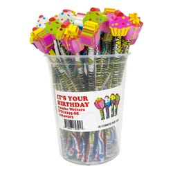 Musgrave Pencil Co Birthday Pencils with Top Erasers, Set of 36, Item Number 2040503