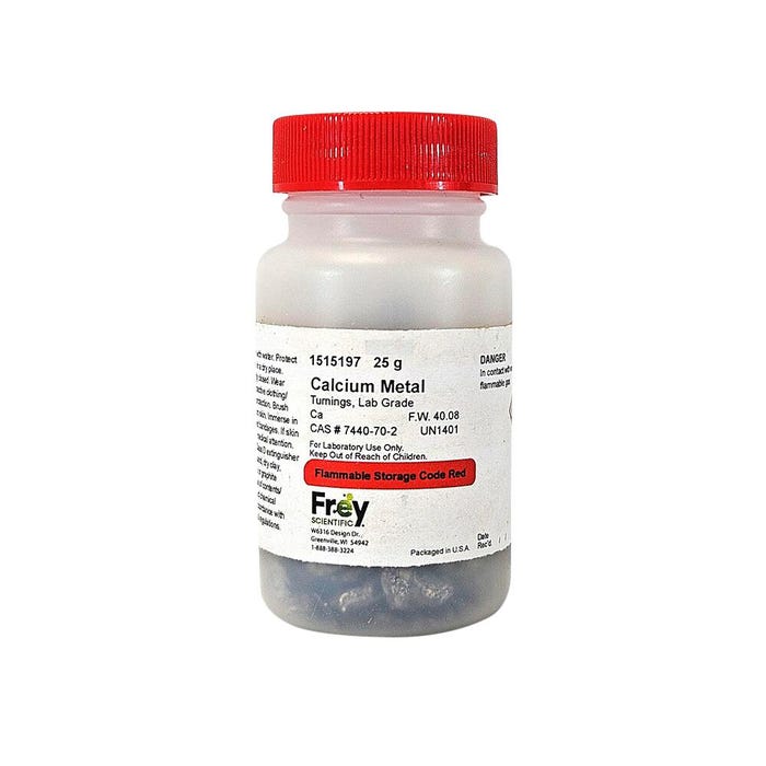 Frey Scientific Calcium Metal Turnings, Lab Grade, 25 Grams