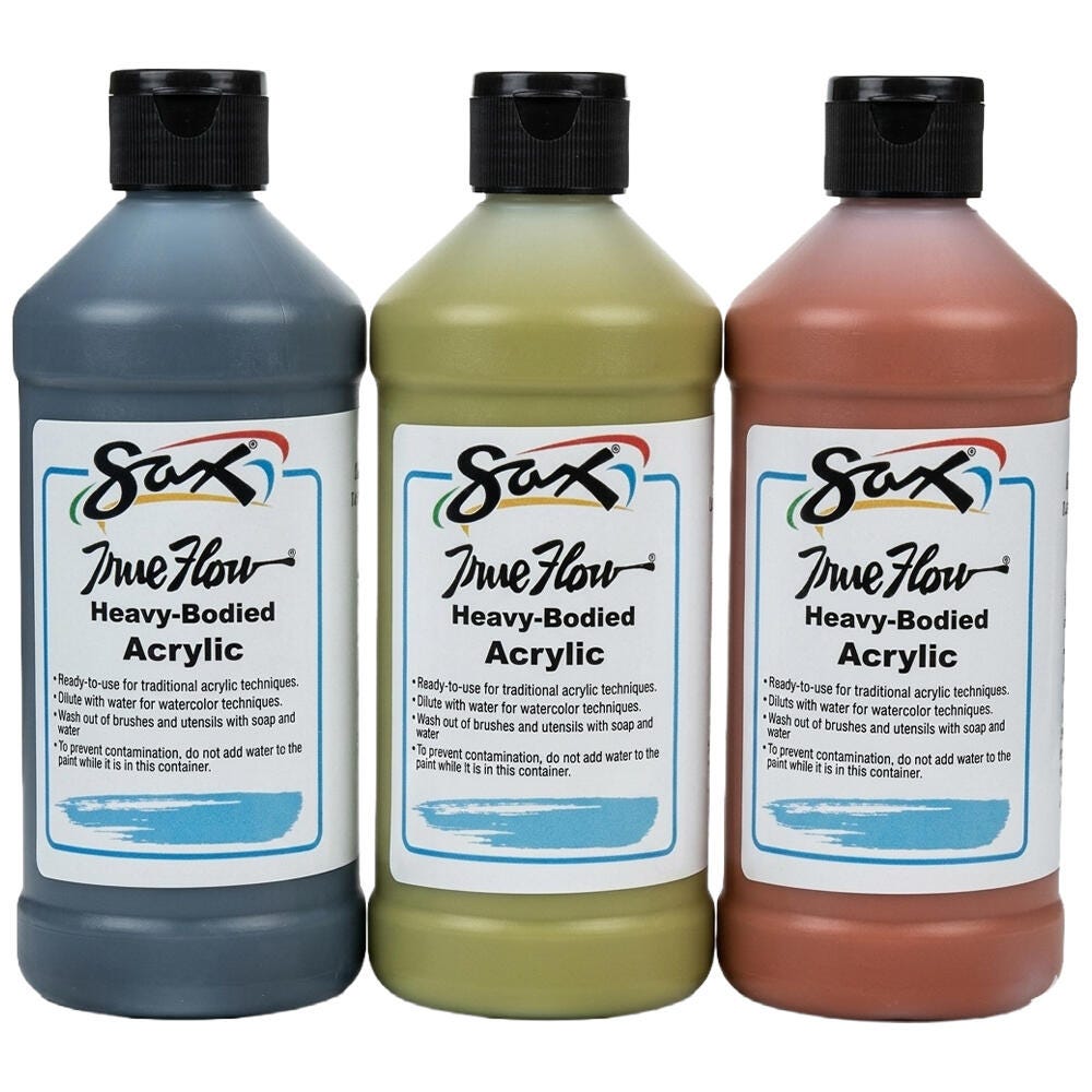 Image for Sax Heavy-Bodied Acrylic Paint, 1 Pint Bottles, Assorted Metallic Colors, Set of 3 from School Specialty