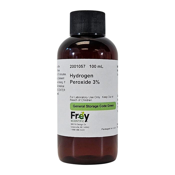 Frey Scientific Hydrogen Peroxide, 3%, Lab Grade, 100mL