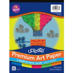 UCreate Premium Neon Art Paper Pad, 5 Assorted Colors, 9 x 12 Inches, 50 Sheets, Item Number 2088686