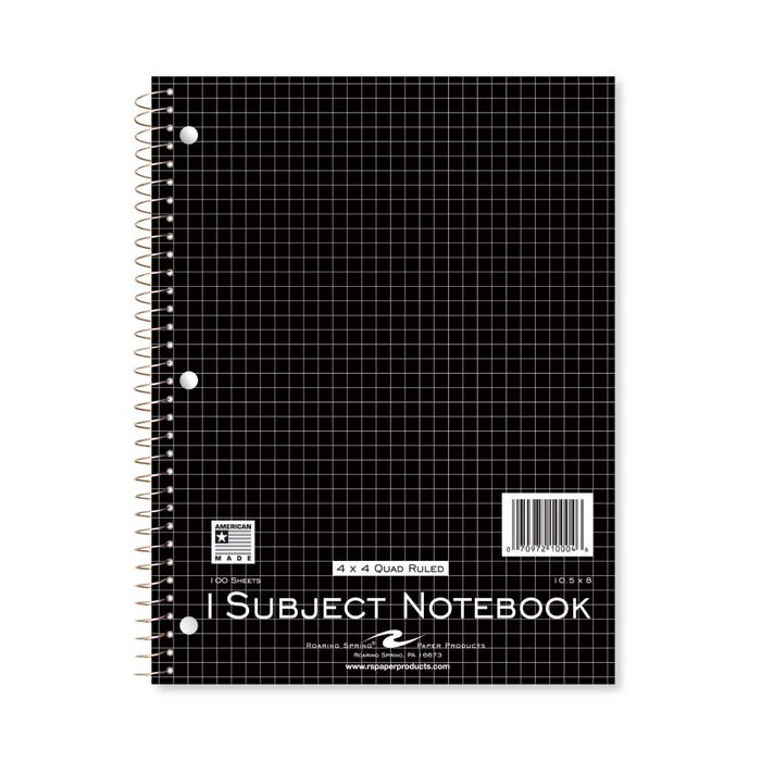 Roaring Spring Wirebound Graph Ruled Notebook, 10-1/2 x 8 Inches, 100 Sheets