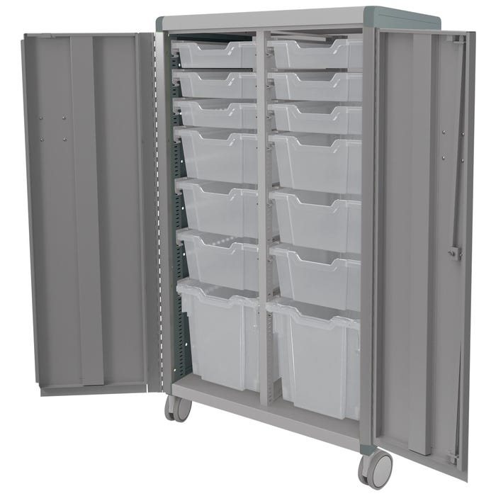 Classroom Select Geode Tall Cabinet, Double Wide with 14 Tote Trays