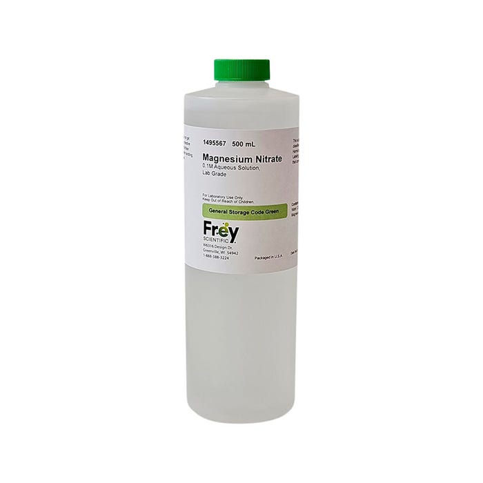 Frey Scientific Magnesium Nitrate, White, 1M Aqueous Solution, Lab Grade, 500mL