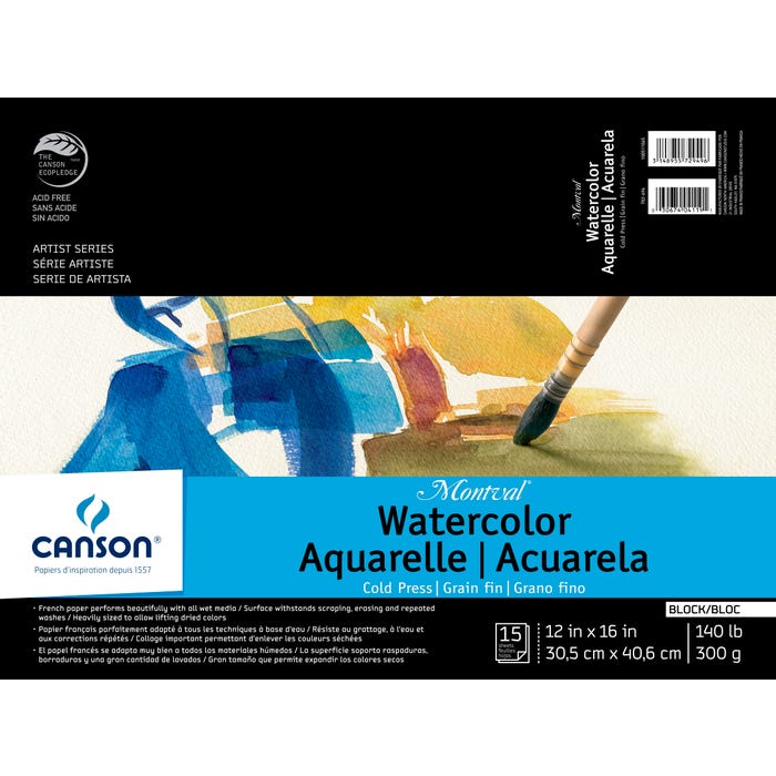 Montval Cold Press Watercolor Paper, 140 lb, 12 x 16 Inch, Natural White, 15 Sheets