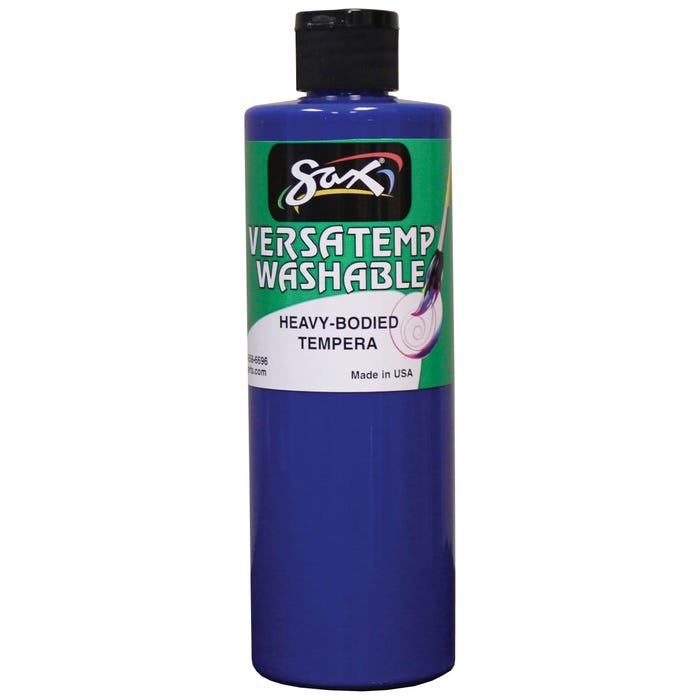 Sax Washable Versatemp Heavy Bodied Tempera Paint, 1 Pint, Primary Blue