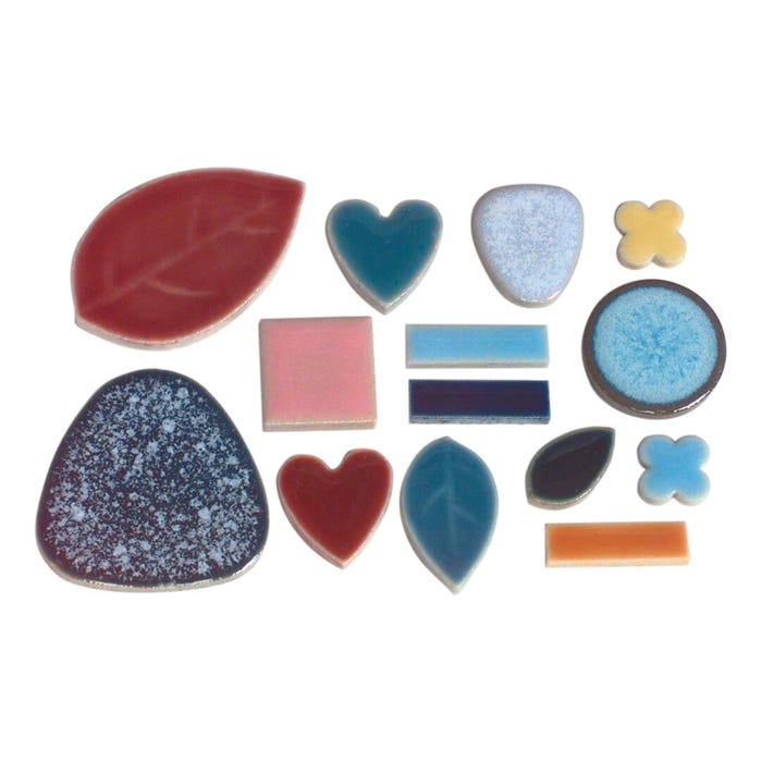 Jennifer's Mosaics Porcelain Mosaic Tile, Assorted Colors and Sizes, 5 Pound Bag