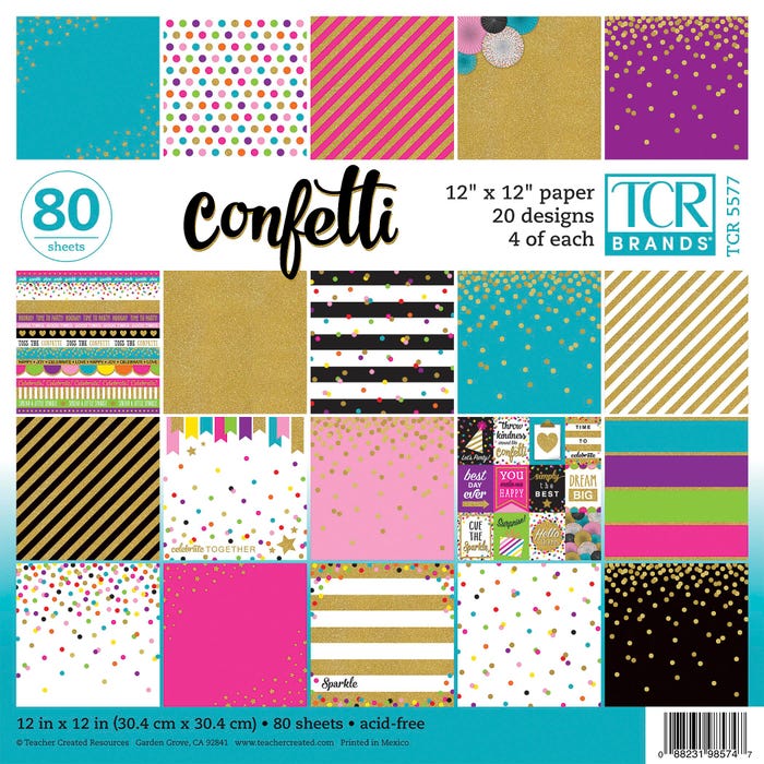 Teacher Created Resources Confetti Project Paper, 12 x 12 Inches, 80 Sheets