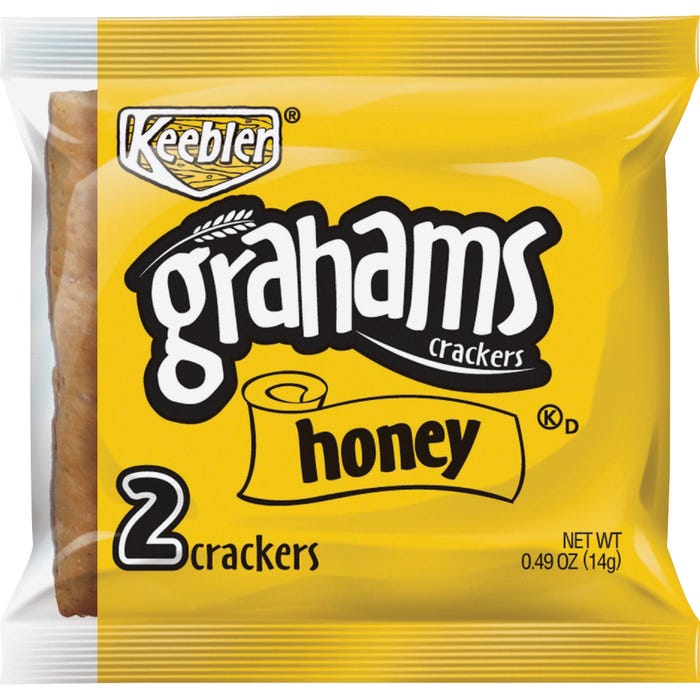 Keebler Grahams Honey Crackers, 2 Each, Box of 200 Packages