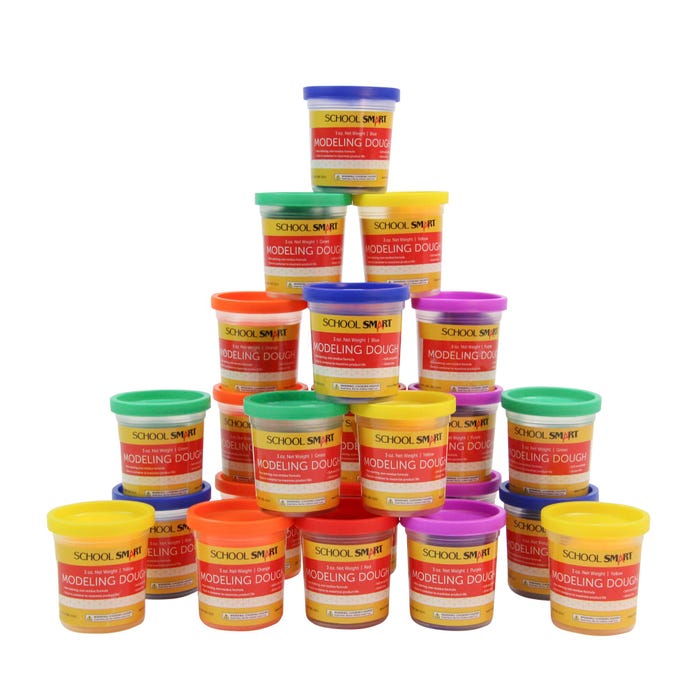 School Smart Gluten-Free Modeling Dough, 3 Ounce Containers, Assorted Colors, Pack of 24