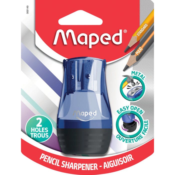 Maped Tonic 2-Hole Pencil Sharpener with Metal Insert, Assorted Colors