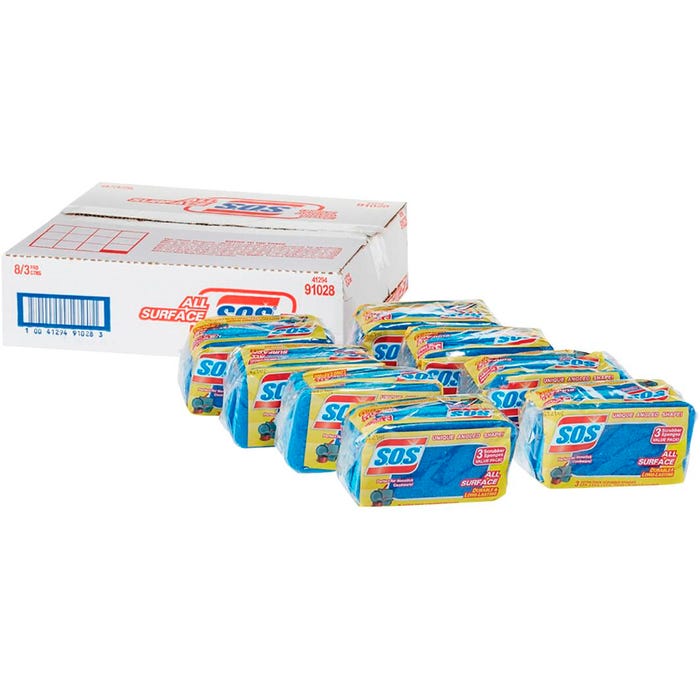 S.O.S All-Surface Scrubber Sponge, Blue, Case of 24