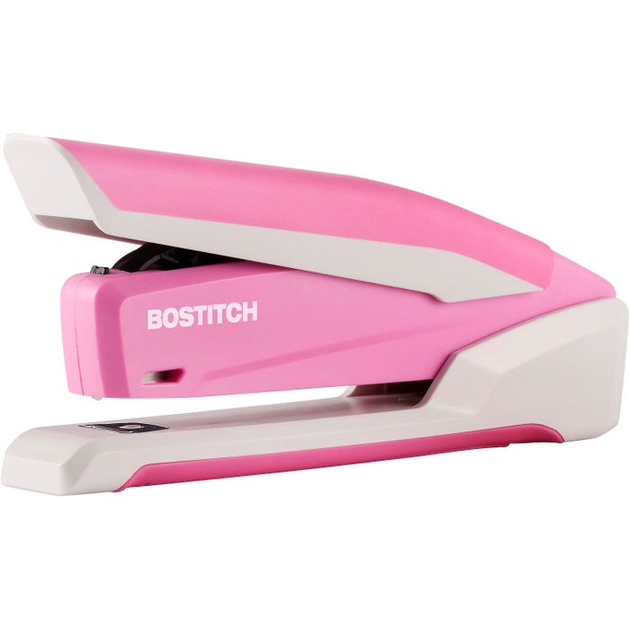 Bostitch inCOURAGE Compact Desktop Stapler, 20 Sheet Capacity, Pink/White