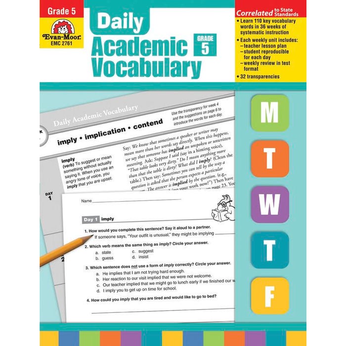 Evan-Moor Daily Academic Vocabulary, Grade 5, Teachers Edition